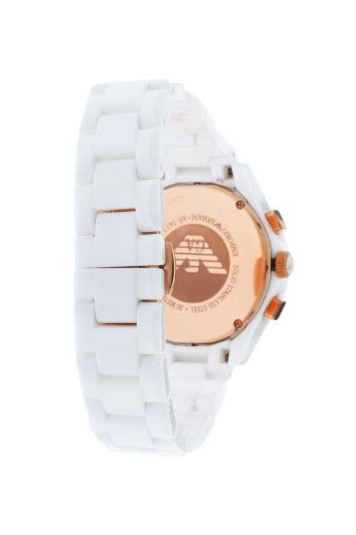 Armani Watch - AR1417 Ceramica with Rose Gold Detailing - Chronograph